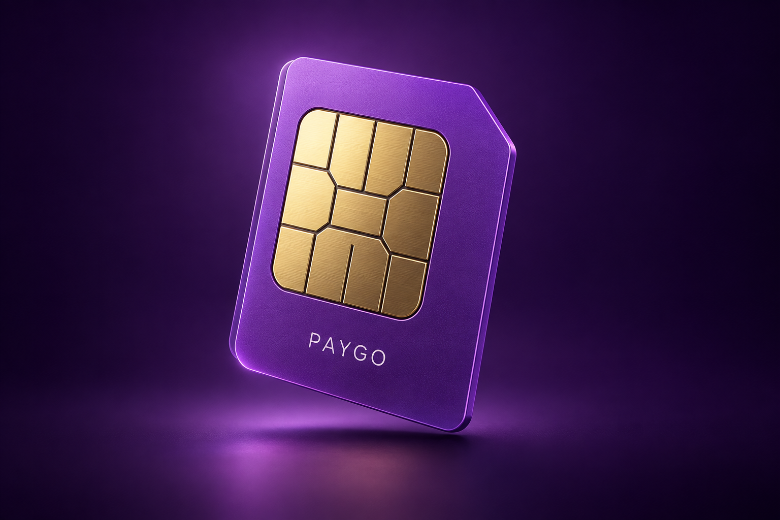 紫色 PayGo SIM 卡概念示意图